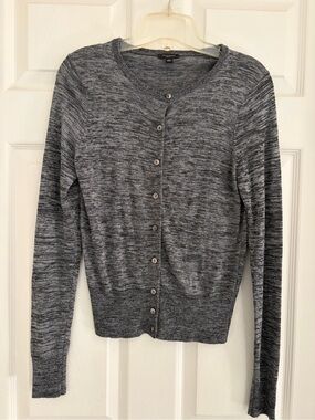 Ann Taylor Gray Marled Button-Front Cardigan